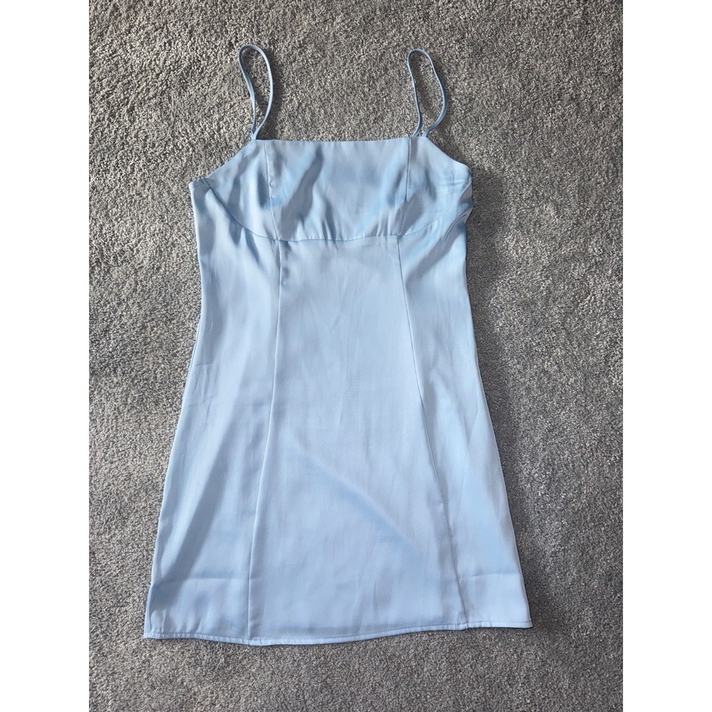 FOREVER 21 LIGHT BLUE SQUARE‎ NECK STRETCHY SLEEVELESS WOMEN'S CAMI DRESS Small